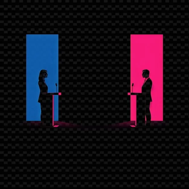 A split-screen image showing two contrasting scenes: On one side, a bustling polling station with diverse voters casting their ballots, and on the other side, a group of campaign volunteers strategizing in a campaign headquarters.