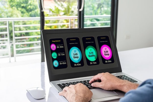 A dashboard displaying real-time data from various IoT devices in a business setting. The dashboard includes charts and graphs showing energy consumption, equipment performance, and environmental conditions. The background shows a bustling factory floor.