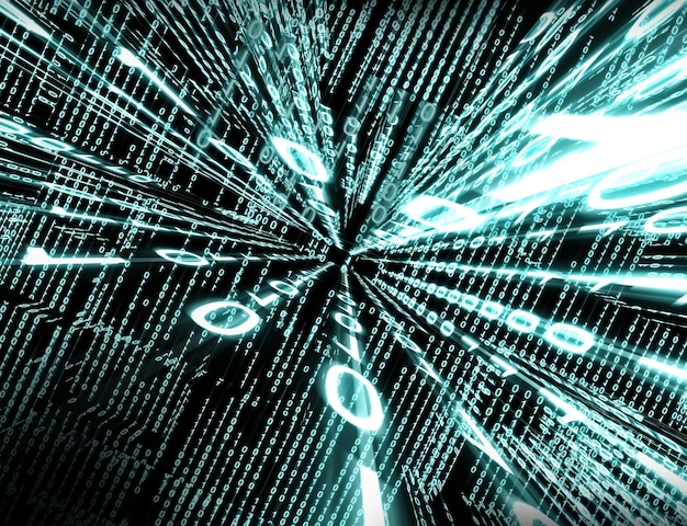 A visual representation of a cyberattack in progress, symbolized by digital arrows piercing through a network of computers. The image is high-tech, with glowing lines and a sense of dynamic movement.