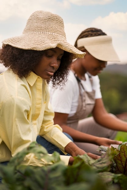 A group of farmers in Africa participating in a US-funded agricultural training program, showcasing the efforts to build local capacity and promote sustainable farming practices.
