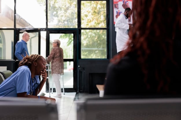 A split image showing a crowded hospital waiting room in a developing country on one side, and a classroom with overcrowded students on the other side. This illustrates the strain on healthcare and education systems due to population growth.